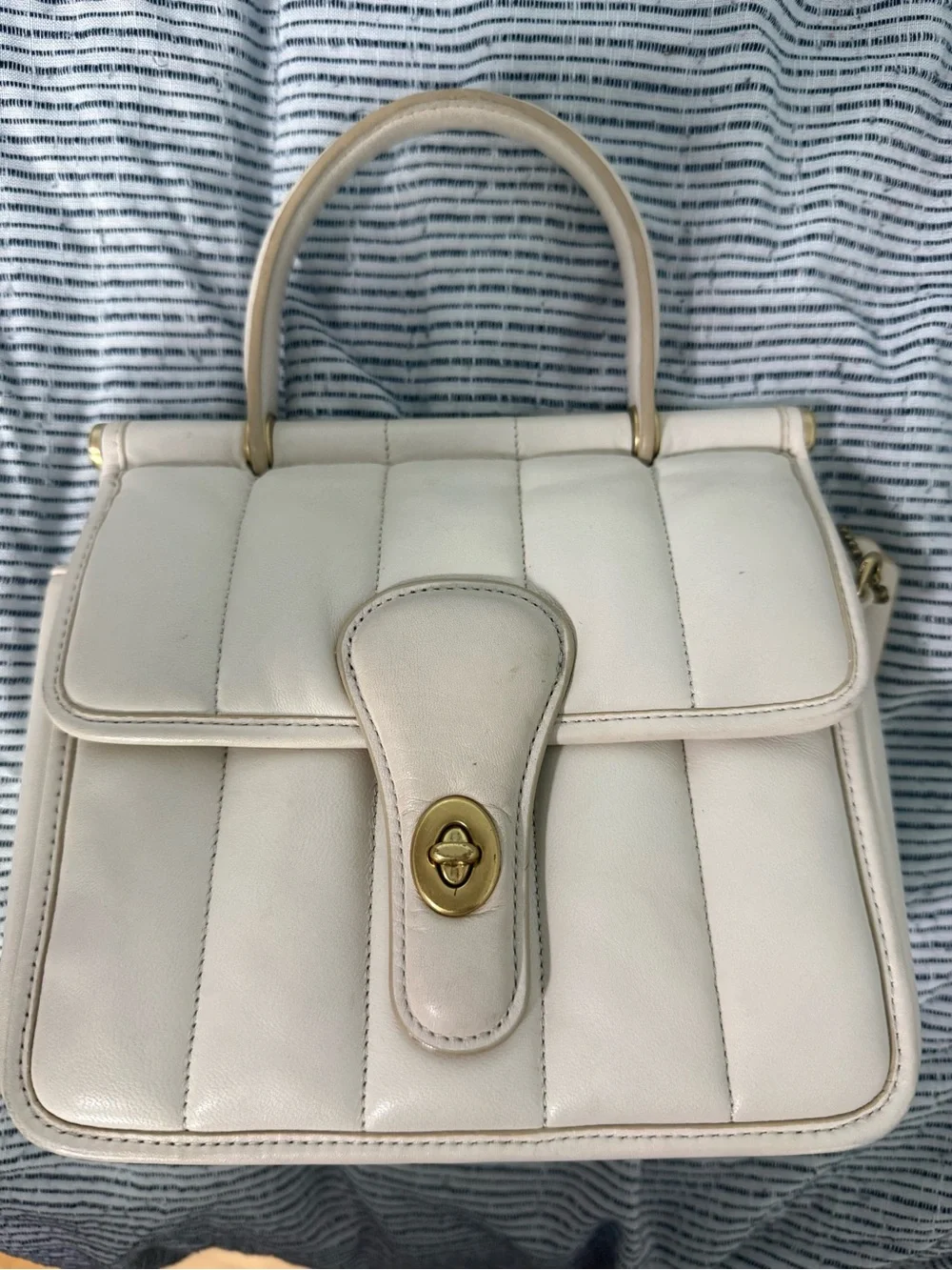 Coach Cream Quilted Leather Top-Handle Bag